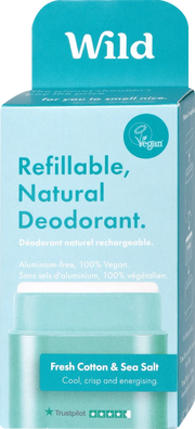 Wild Refillable, Natural Deodorant - Fresh Cotton & Sea Salt