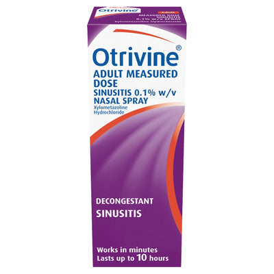 Otrivine Adult Measured Dose Decongestant Sinusitis 0.1% Nasal Spray 10ml